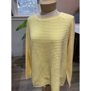 CHRISTOPHER & BANKS Woman’s Long Sleeve Spring Yellow Ribbed Top SOFT Cotton L